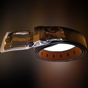 Elegant Cognac Brown Belt with Silver Buckle